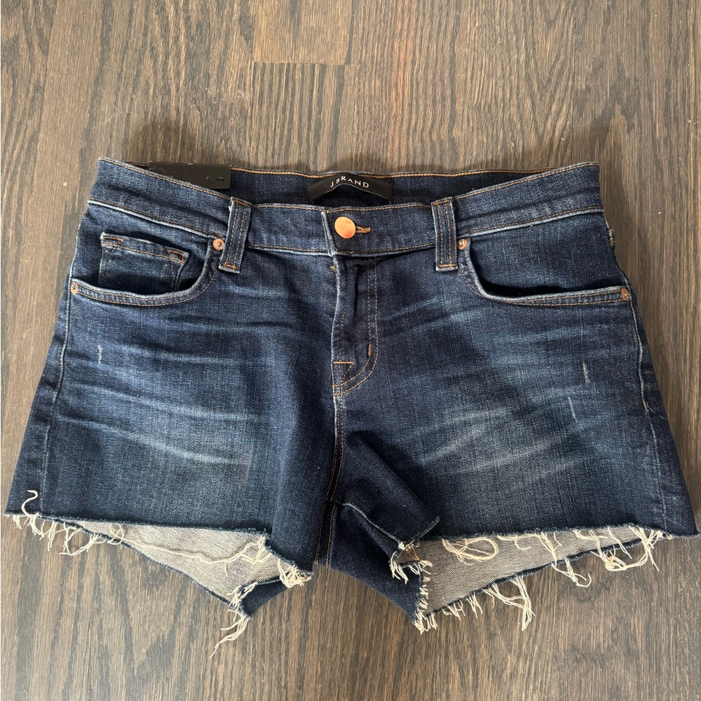 J. Brand, low rise Dark Blue Denim Cutoff Shorts